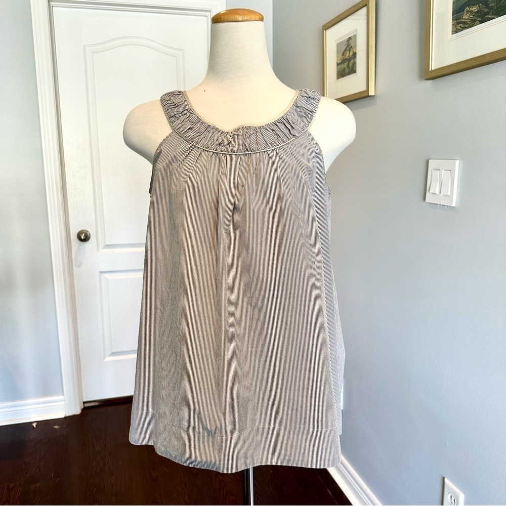 French Connection Striped Halter Top Blouse- Black and White